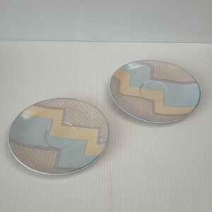 Vintage Larry Laslo Nouveau Sango Oval Tea Coffee Cup plates Set of Two 1980s